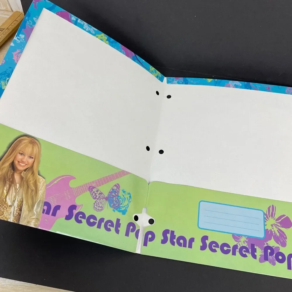 Disney Hannah Montana Secret Pop Star Pocket Folder For 3 Ring Binder Miley